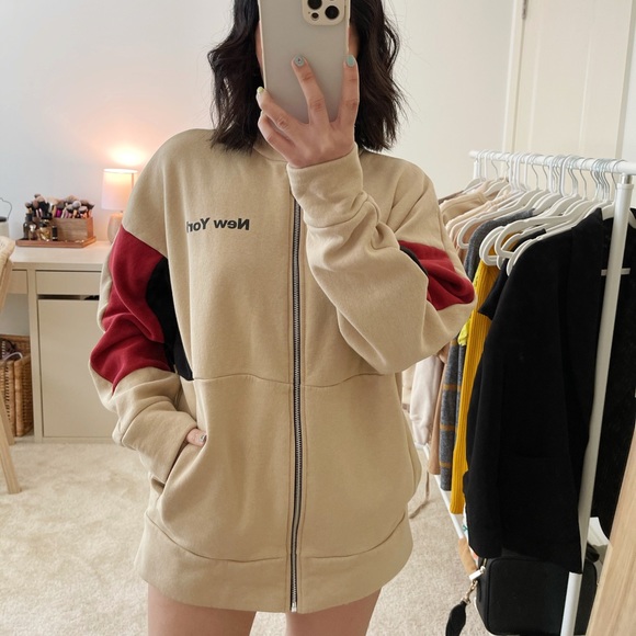 Oversized Graphic Zip Up Sweatshirt - Picture 1 of 7